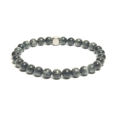 Hawk Eye Bracelet elastic natural stone, ball 6 mm / 16 - 17 cm, stone of wise ancestors