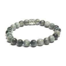 Hawk Eye Bracelet elastic natural stone, ball 8 mm / 16-17 cm, stone of wise ancestors