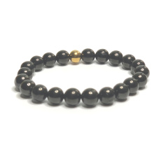 Coal crystal bracelet elastic natural stone, ball 8 mm / 16 - 17 cm