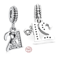Charm Sterling silver 925 21 years of love, 2in1 anniversary bracelet pendant