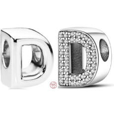Sterling silver 925 Alphabet letter D, bead for bracelet