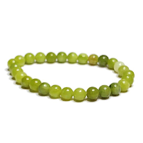Jade Olive bracelet elastic natural stone, ball 6 mm / 16 - 17 cm