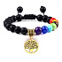 Chakra bracelet Tree of Life + Onyx, natural stone, hand knitted, adjustable size, 8 mm ball, life force stone