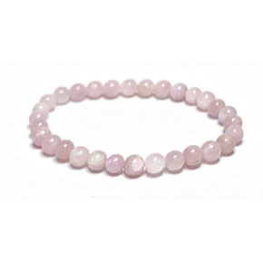 Kunzite bracelet elastic natural stone, ball 6 mm / 16 - 17 cm, stone of emotions