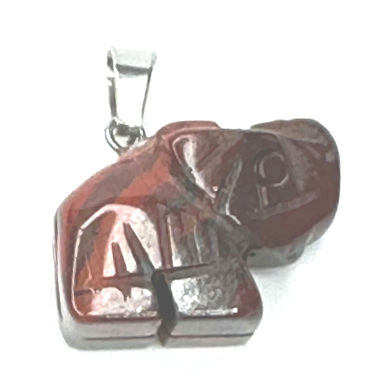 Jasper Elephant pendant natural stone, hand cut figurine 1,8 x 2,5 x 8 mm, stone of positive energy