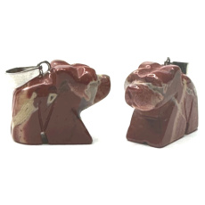 Jasper Bear pendant natural stone, hand cut figurine 1,8 x 2,5 x 8 mm, stone of positive energy