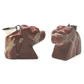 Jasper Bear pendant natural stone, hand cut figurine 1,8 x 2,5 x 8 mm, stone of positive energy