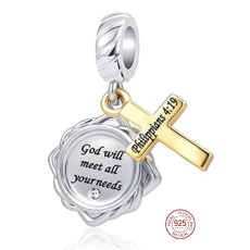 Sterling silver 925 Religious spells Philippians 4:19, 2in1 pendant for bracelet