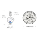 Charm Sterling silver 925 Celestial heart, love bracelet pendant