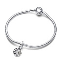 Charm Sterling silver 925 Crescent and rotating star, universe bracelet pendant