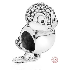 Charm Sterling silver 925 Disney Snow White bird, bead for bracelet, animal