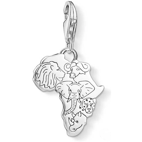 Charm Sterling silver 925 Africa, 5 continents in the form of rulers of the animal kingdom, lobster clasp pendant on travel bracelet