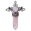 Rose quartz cross made of alloy and natural stone 5.3 x 3.7 x 12 mm,