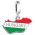 Charm Sterling Silver 925 Hungary Flag - Swinging Map, Travel Bracelet Pendant