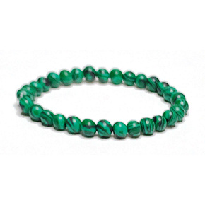 Malachite bracelet elastic, ball 6 mm / 16 - 17 cm, wishing stone