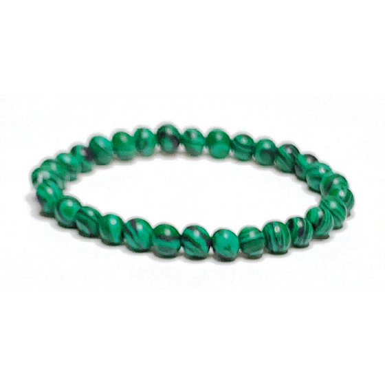 Malachite bracelet elastic, ball 6 mm / 16 - 17 cm, wishing stone