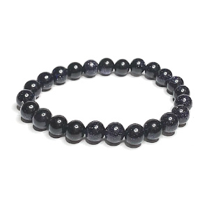 Goldstone blue Avanturine bracelet elastic, ball 8 mm / 16-17 cm, ambition stone