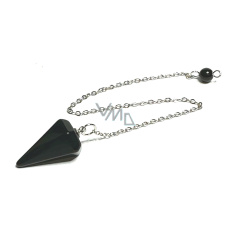 Obsidian pendulum natural stone 2,5 cm + 18 cm chain with bead, rescue stone Obsidian pendulum natural stone 2,5 cm + 18 cm chain with bead, rescue stone
