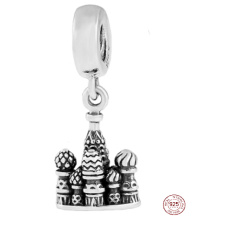 Sterling silver 925 Moscow Temple of Vasily the Blessed, travel bracelet pendant