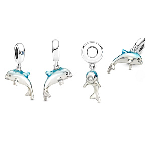 Sterling Silver 925 Sparkling Dolphin, animal bracelet pendant