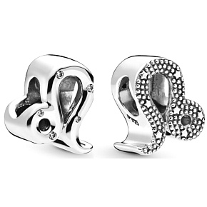 Charm Sterling silver 925 Zodiac sign Glittering Lion, bead for bracelet