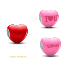 Charm Sterling silver 925 Thermo - Heart color changing and inscription, bead on bracelet love