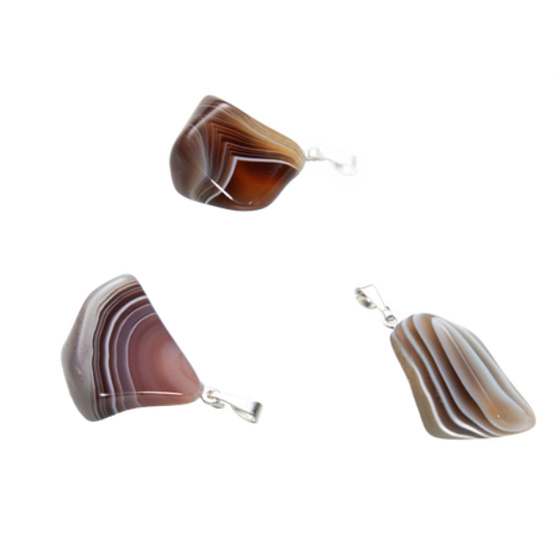 Agate Botswana grey Troml pendant natural stone, brings to life a successful