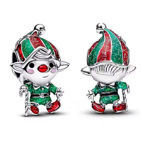 Charm Vánoční skřítek Elf - vánoční Santa Clausův pomocník, korálek na náramek vánoce