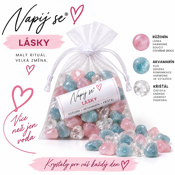 Napij se® lásky – výměnná minerální náplň | Růženín, Akvamarín, Křišťál