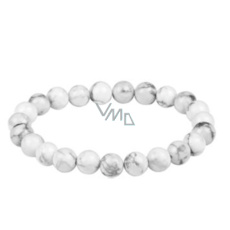 Magnesite / Howlite white bracelet elastic natural stone, ball 6 mm / 16-17 cm, cleansing stone