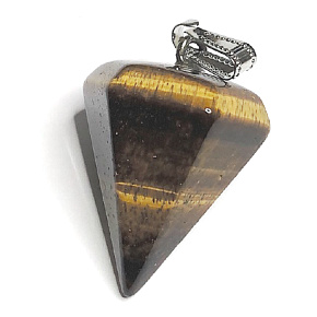Tiger Eye Sideric Pendulum natural stone hand cut 3 cm, stone of the sun and earth, brings luck and wealth