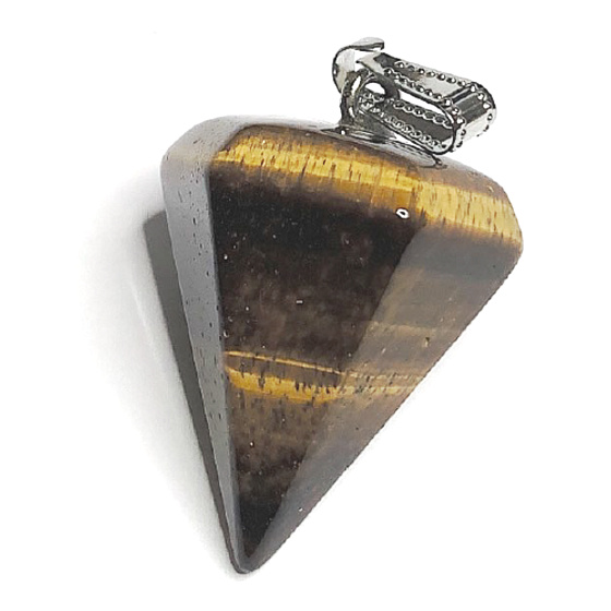 Tiger Eye Sideric Pendulum natural stone hand cut 3 cm, stone of the sun and earth, brings luck and wealth