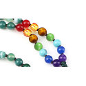 108 Mala 7 chakra necklace, Agate green meditation jewelry, natural stone, elastic, tassel 8 cm, bead 6 mm