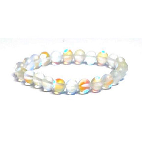 Opalite matt white elastic bracelet, synthetic stone bead 8 mm / 16-17 cm, wishing and hope stone Opalite matt white elastic bracelet, synthetic stone bead 8 mm / 16-17 cm, wishing and hope stone