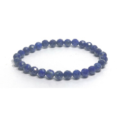 Lapis Lazuli facet bracelet elastic natural stone, ball 5 - 6 mm / 16 - 17 cm, harmony stone
