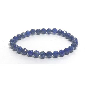 Lapis Lazuli facet bracelet elastic natural stone, ball 5 - 6 mm / 16 - 17 cm, harmony stone