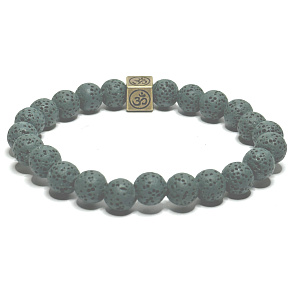 Lava dark green with royal mantra Om, bracelet elastic natural stone, ball 8 mm / 16-17 cm, born of the four elements Lava dark green with royal mantra Om, bracelet elastic natural stone, ball 8 mm / 16-17 cm, born of the four elements