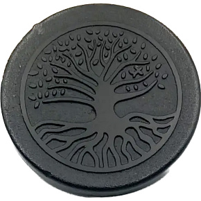 Shungit Engraved tree of life sticker for mobile phone EMFprotection, 5G protection, radiation protection 3 cm