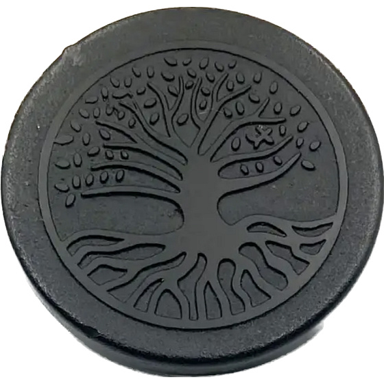 Shungit Engraved tree of life sticker for mobile phone EMFprotection, 5G protection, radiation protection 3 cm