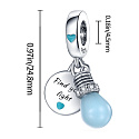 Sterling Silver 925 Luminescent - Glow in the Dark Bulb - Find Your Light, Changing Colors 2in1 Pendant Bracelet Symbol