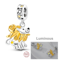 Sterling Silver 925 Luminous - Zodiac sign Leo, pendant for bracelet