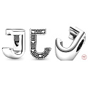 Sterling silver 925 Alphabet letter J, bead for bracelet