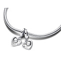 Charm Sterling silver 925 Hearts linked together 2in1, love bracelet pendant