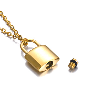 Commemorative urn pendant, Gold waterproof lock, Stainless steel 15 x 26 cm