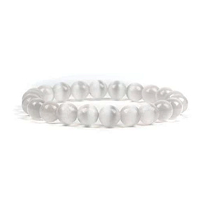 Ulexit / Cat's eye bracelet elastic natural stone, ball 8 mm / 16 - 17 cm