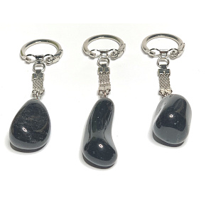 Obsidian keychain pendant natural stone approx. 10 cm 1 piece, rescue stone