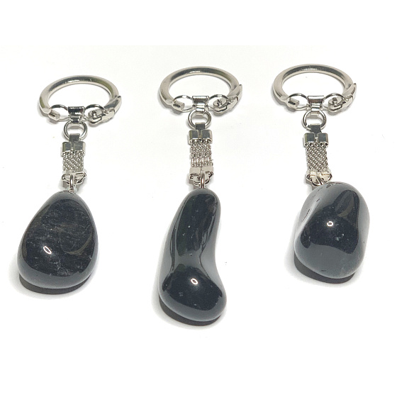 Obsidian keychain pendant natural stone approx. 10 cm 1 piece, rescue stone