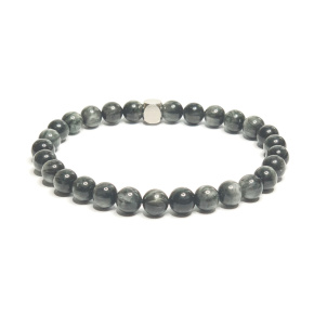 Hawk Eye Bracelet elastic natural stone, ball 6 mm / 16 - 17 cm, stone of wise ancestors