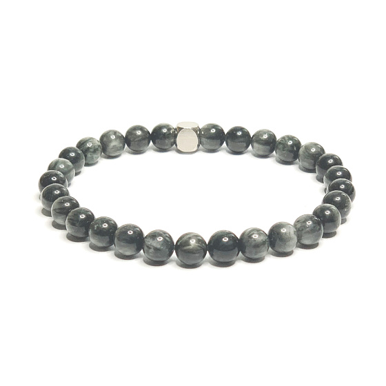 Hawk Eye Bracelet elastic natural stone, ball 6 mm / 16 - 17 cm, stone of wise ancestors