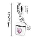 Sterling silver 925 Airpods headphones with pink heart, 2in1 pendant bracelet interests